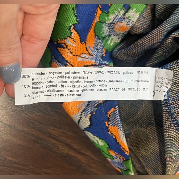 Zara Women Medium Bold Jacquard Knit Tropical Floral Short Sleeve Midi Dress - Picture 6 of 6